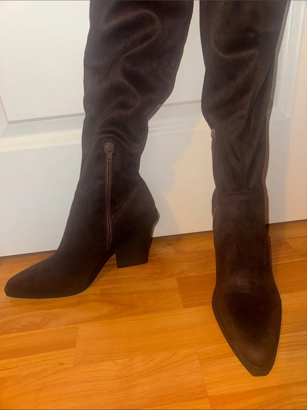 Katy Perry the city girl otk strech heel faux suede brown knee high boot size 9m